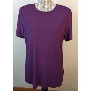 I.C.I. Women Vintage Short Sleeve Purple Shoulder Pads Top SZ M